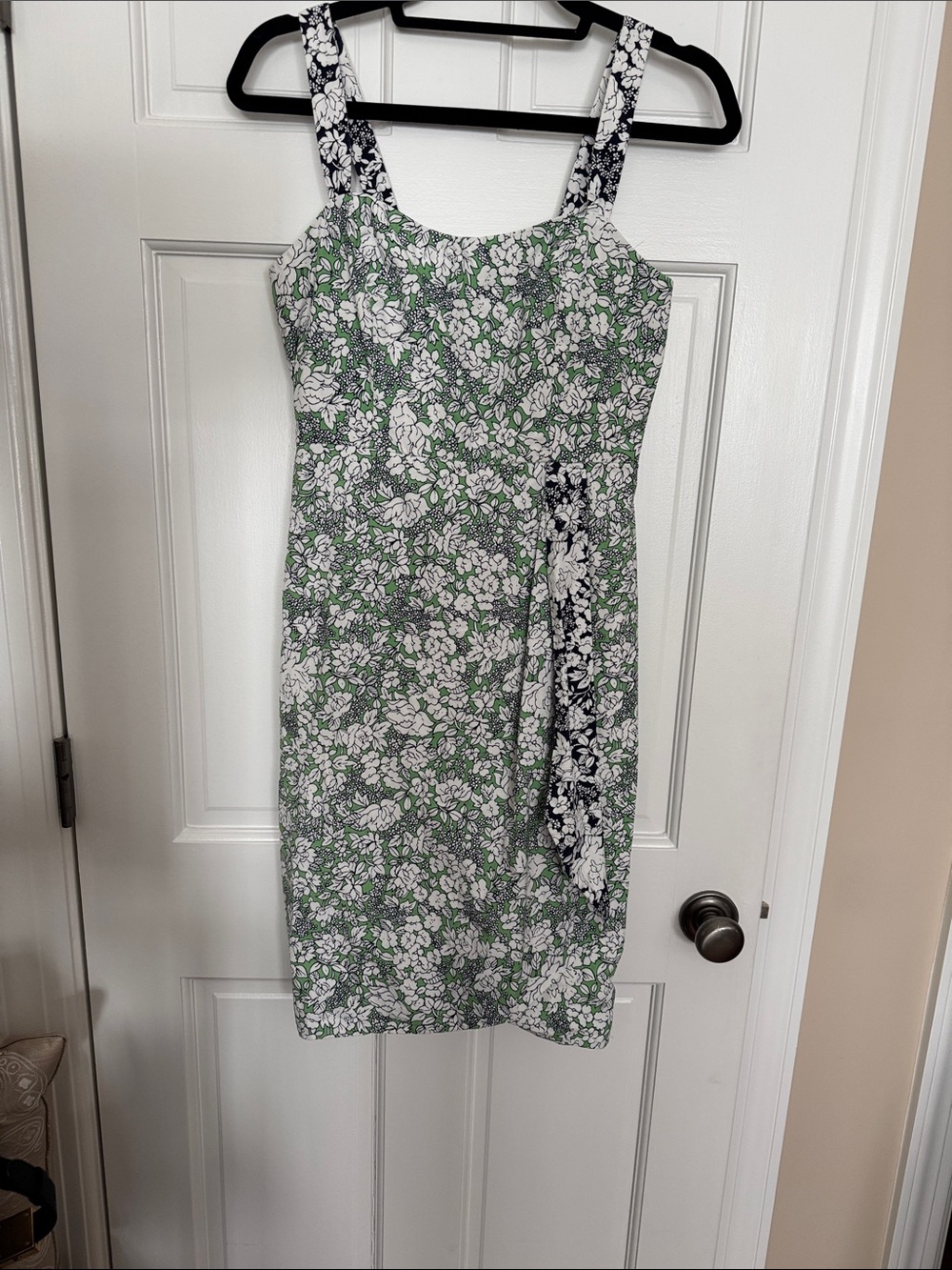 Anthropologie - Maeve- Green & White Floral Square-Neck Midi Dress